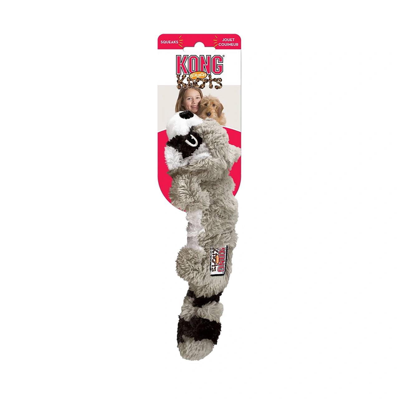 KONG Scrunch Knots Raccoon M/L 37 cm - vaskebjørn med reb